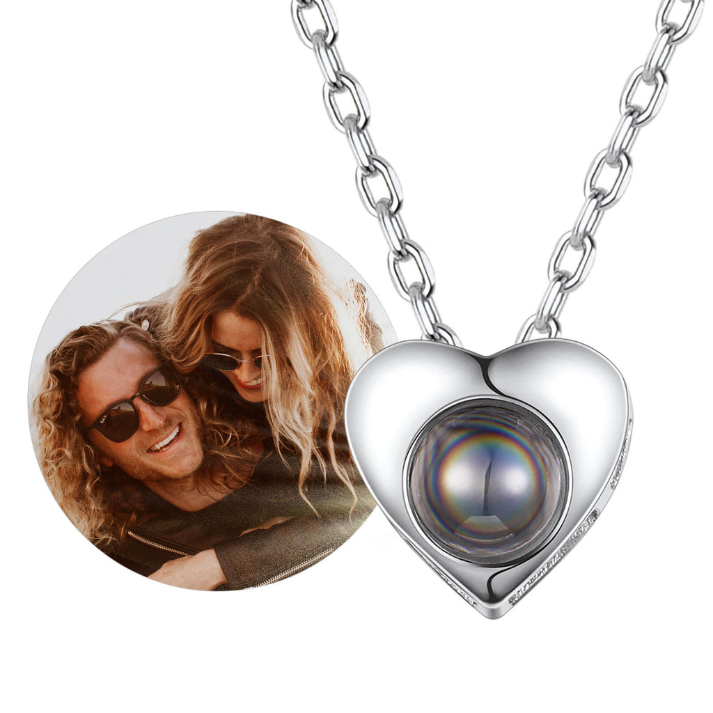 U7 Jewelry Personalized Photo Projection Heart Necklace 925 Sterling Silver 