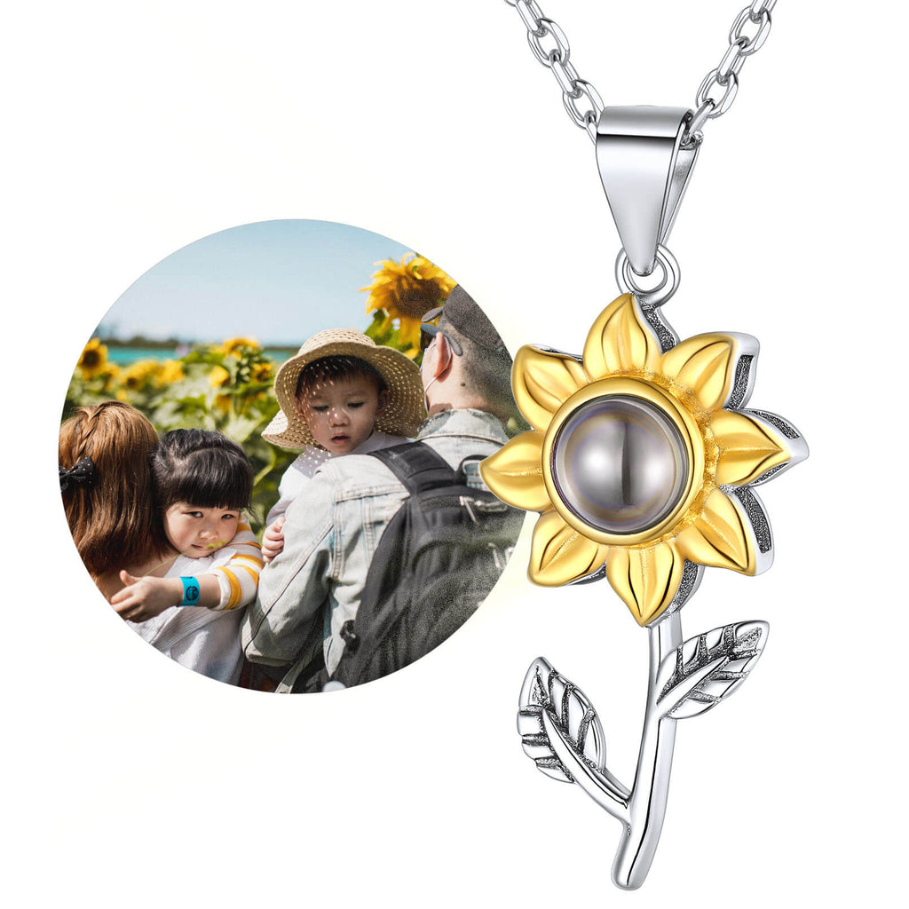 U7 Jewelry Custom Photo Projection 925 Sterling Silver Sunflower Pendant Necklace 