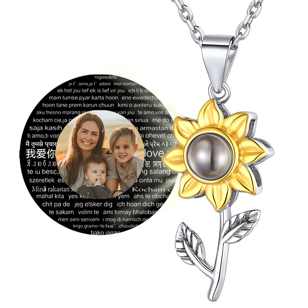 Sunflower Necklace With Photos Personalized Sunflower Locket 