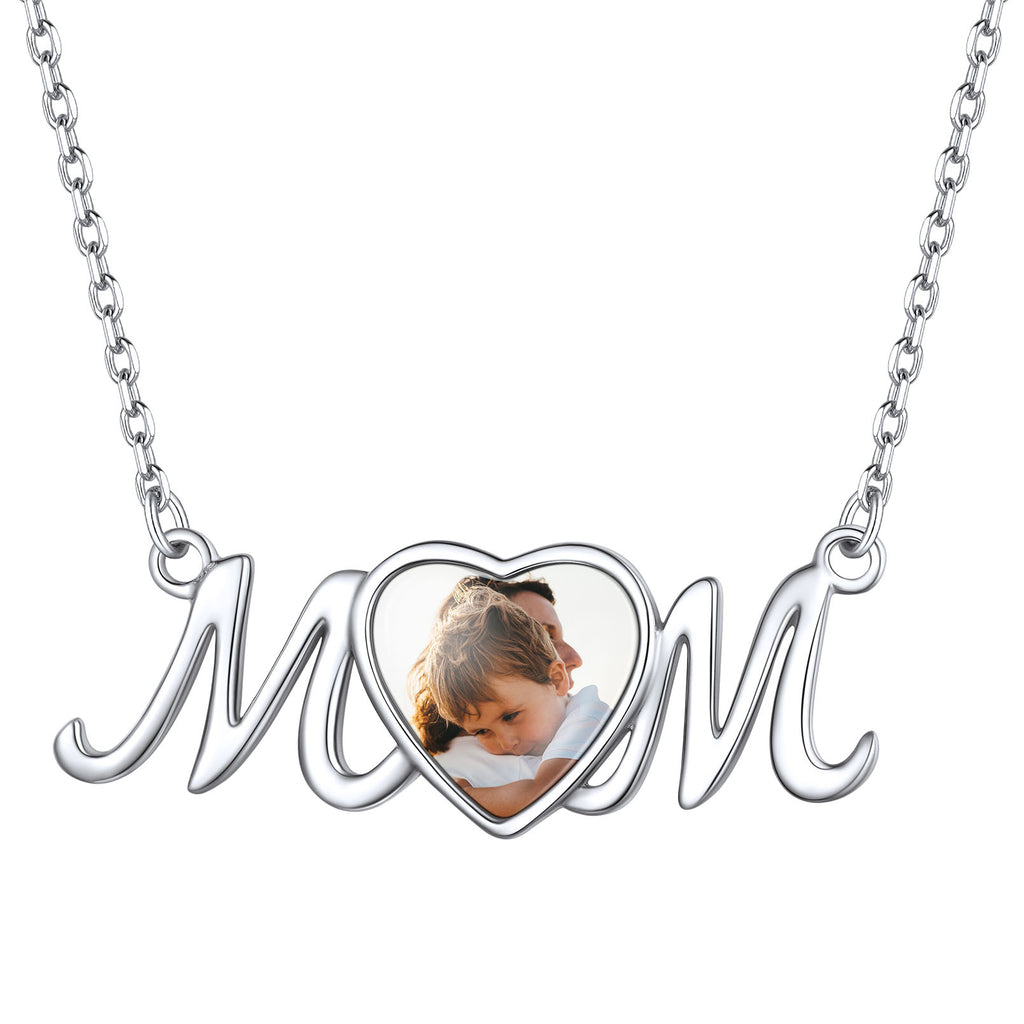 U7 Jewelry Personalized Sterling Silver Heart Picture Necklace For Mom 
