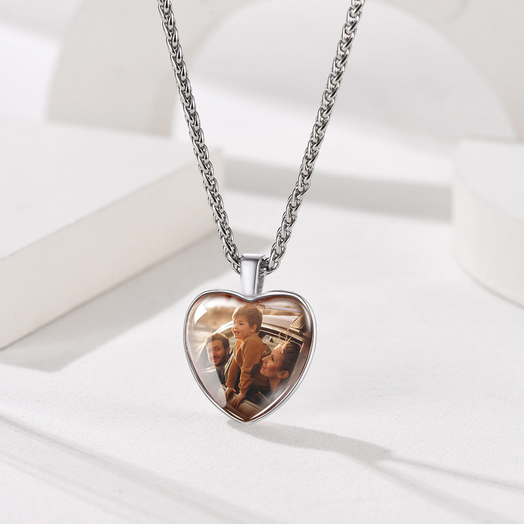 U7 Jewelry Custom Heart Picture Necklace Photo Pendant 