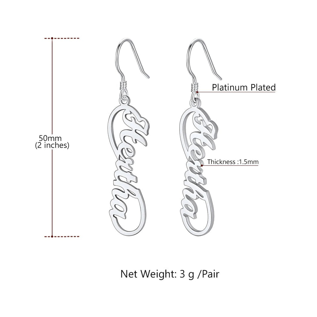 Personalized Infinity Dangling Name Earrings Drop for Women Girls 