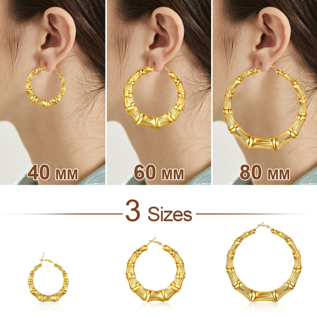U7 Jewelry Custom Bamboo Earrings With Name Hoop Earrings 
