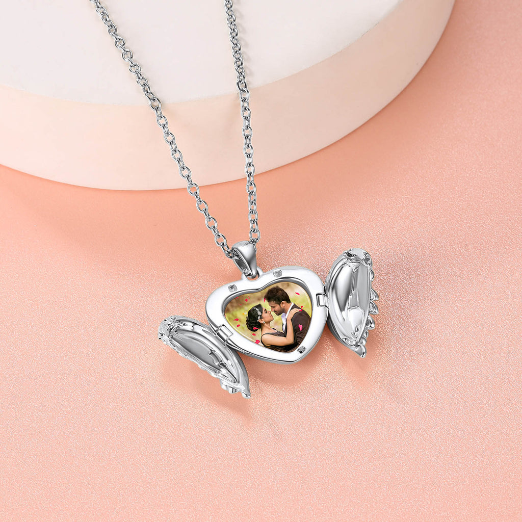 U7 Custom Heart Necklace With Picture Customized Photo Necklace 