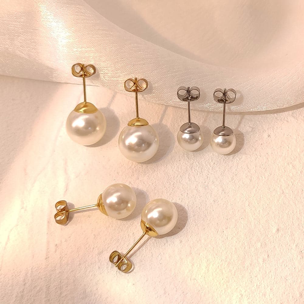 3 Pairs Pearl Stud Earrings Set Surgical Stainless Steel Ear Pin 