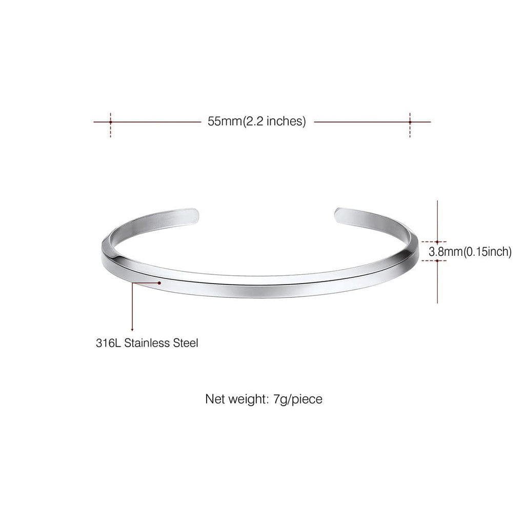 Classic Adjustable Stainless Steel Half Circle Open Cuff Bracelet 