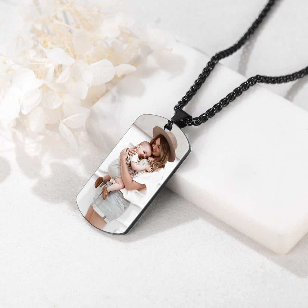 U7 Jewelry Personalized 18KGB Dog Tag Pendant Text Photo Engraved Necklace 