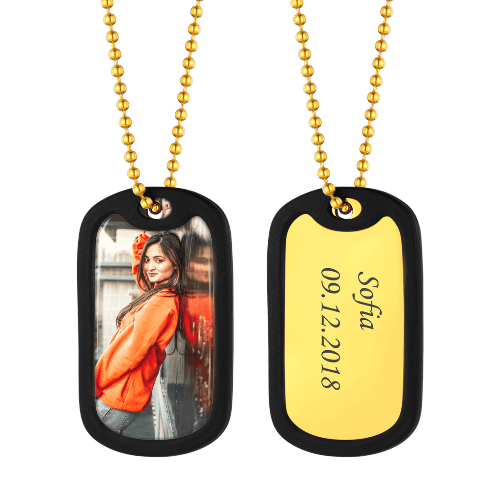 U7 Jewelry Personalized Photo Pendant Necklace With Text Dog tag Keychain 