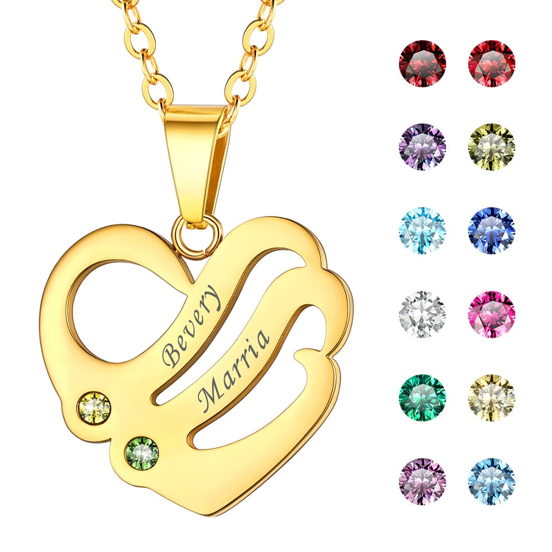 TINGN Heart Birthstone Necklace for Women Girls 925 Sterling Silver Double  Love Heart Birthstone Necklace Valentines Mothers Day Anniversary Christmas  Birthday Gifts for Women Mom Girls - Walmart.com