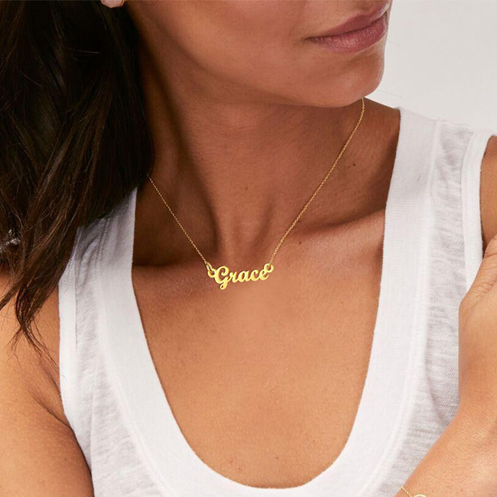 U7 Jewelry Personalized Name Necklace Name Plate Necklace for Women 