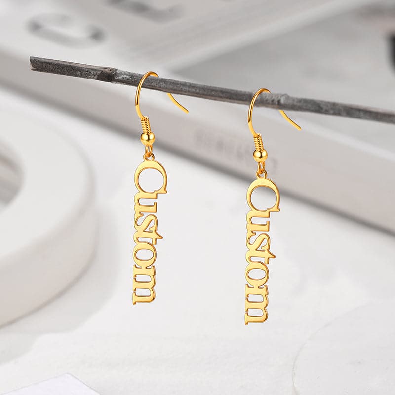 U7 Jewelry Custom Name Earrings Vertical Bar Dangle Drop Earrings For Women 