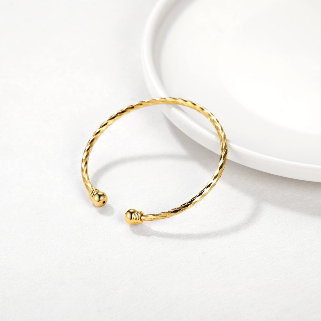 U7 Jewelry Unisex Simple Cuff Bracelet 18K Real Gold Platinum Plated Fine Bracelets 