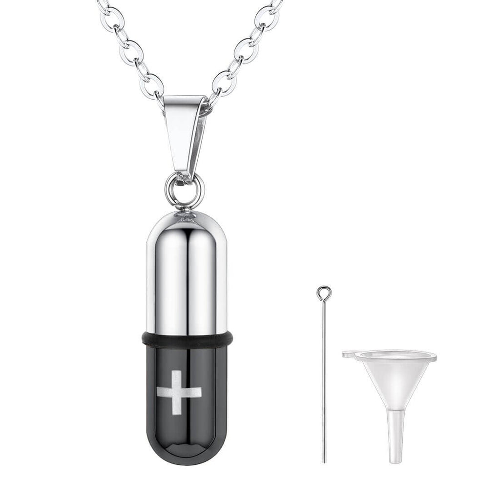 U7 Jewelry Pill Pendant Cremation Urn Necklace Memento Jewelry Memory Necklace 