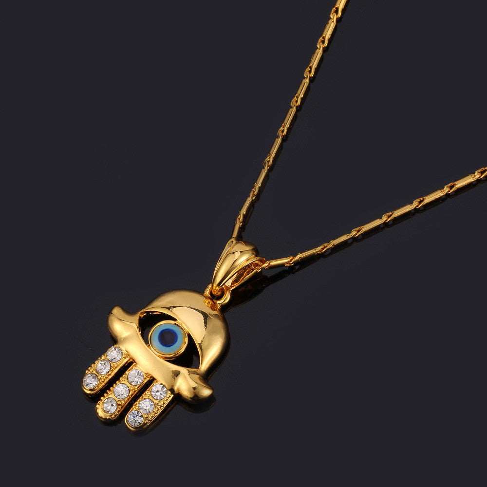 U7 Jewelry Hamsa Hand Evil Eye Pendant Necklace 