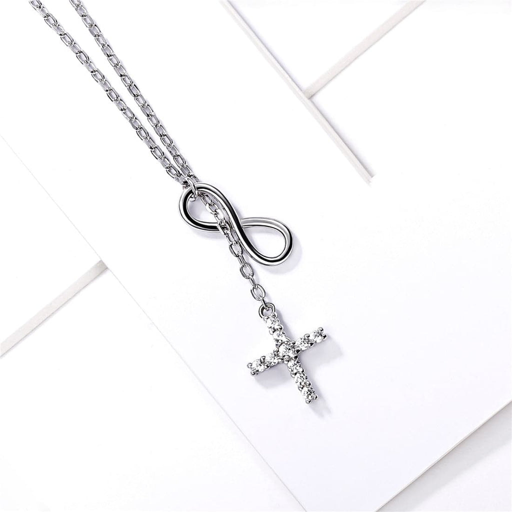 U7 Jewelry Dainty Infinity Y Lariat Cross Necklace for Women 925 Sterling Silver 