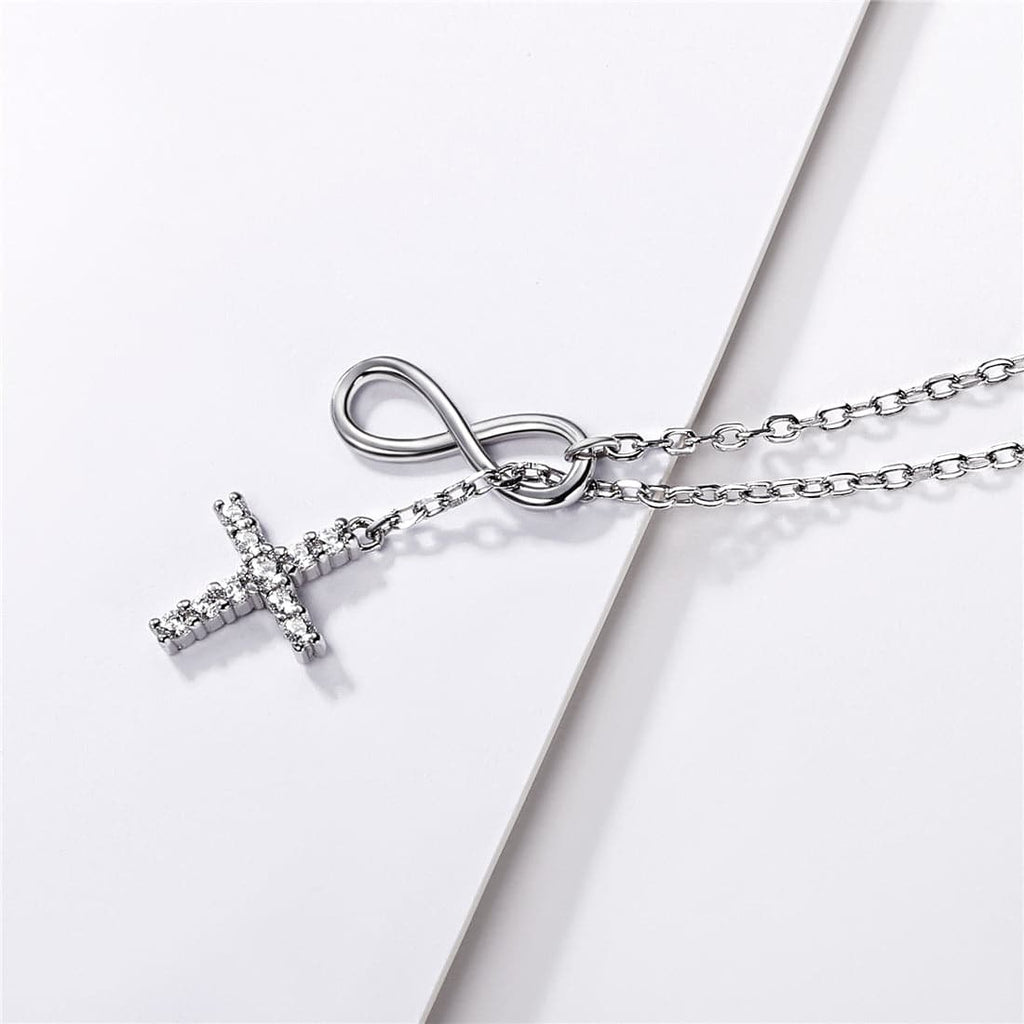 U7 Jewelry Dainty Infinity Y Lariat Cross Necklace for Women 925 Sterling Silver 