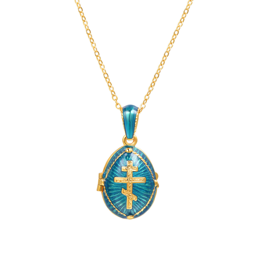 U7 Jewelry Russian Orthodox Cross Oval Pendant Necklace 