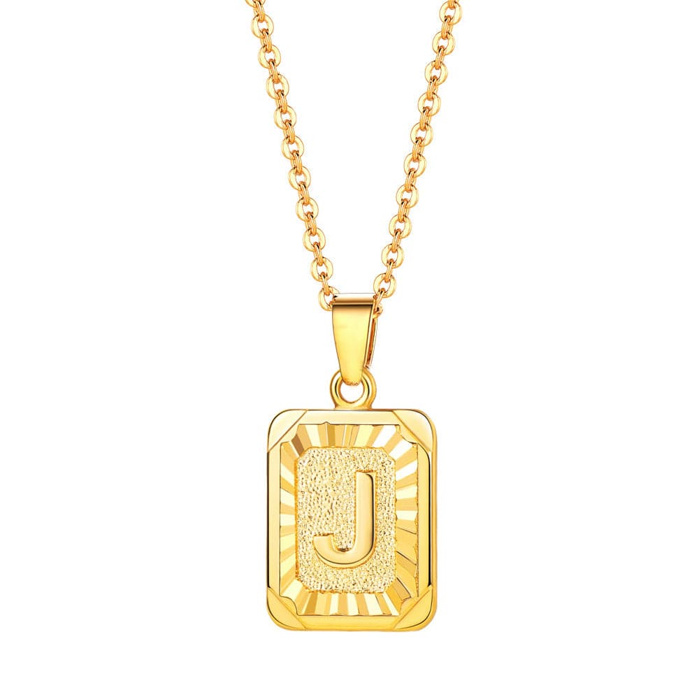 Simple Square Shell English Letter Necklace Jewelry Gift - Temu