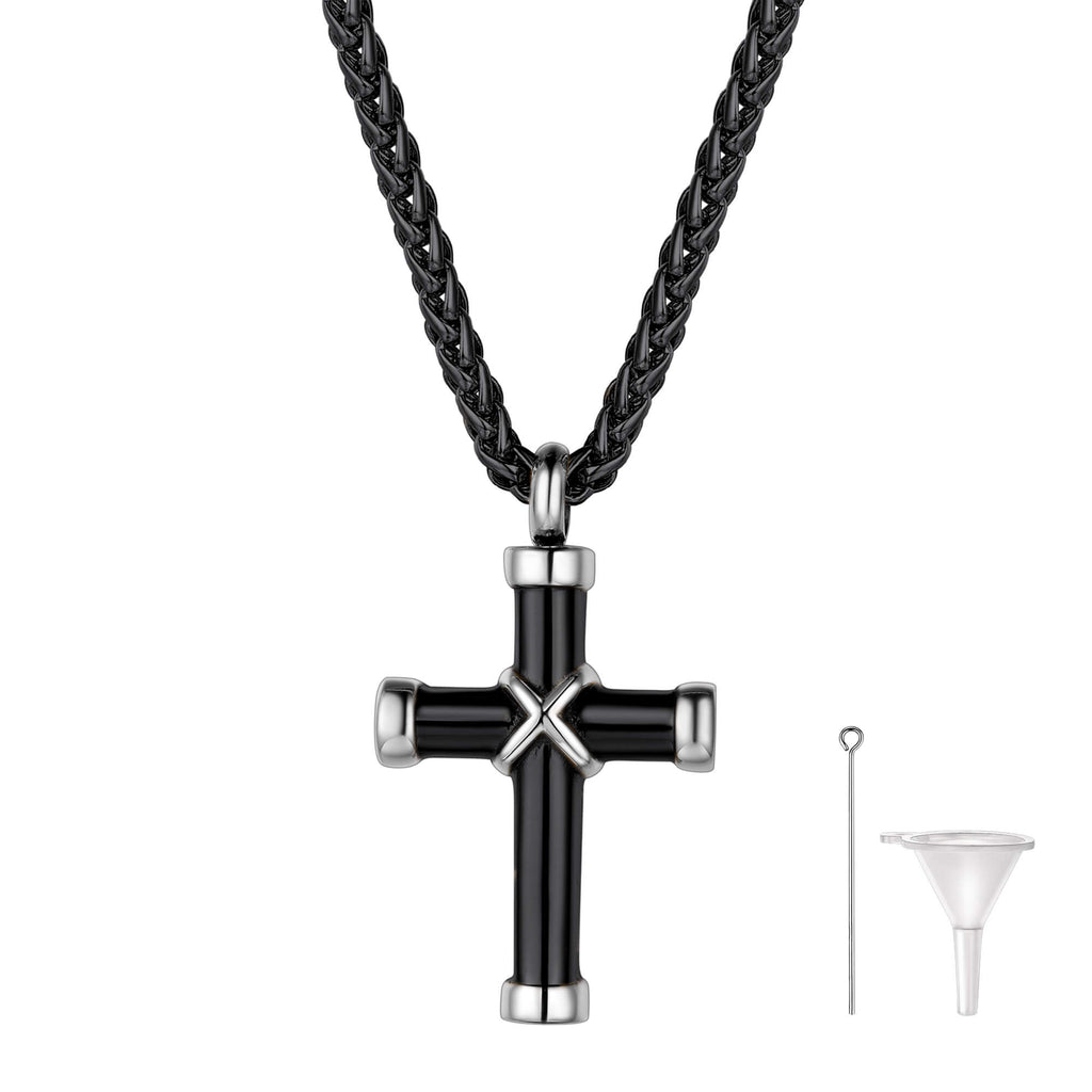 U7 Jewelry Cremation Pendant Engraved Cross Urn Necklace For Ashes 
