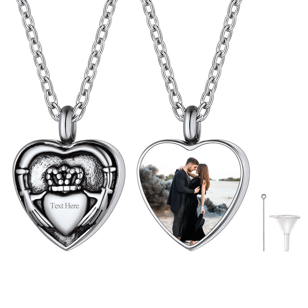 U7 Jewelry Irish Celtic Claddagh Heart Urn Necklace With Picture 