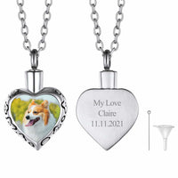 U7 Jewelry Custom Heart Urn Necklace For Ashes With Picture 