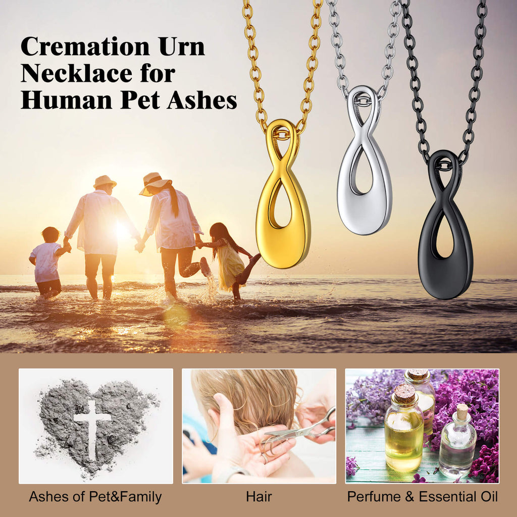 U7 Jewelry Engraved Infinity Urn Necklace Ashes Cremation Necklace 