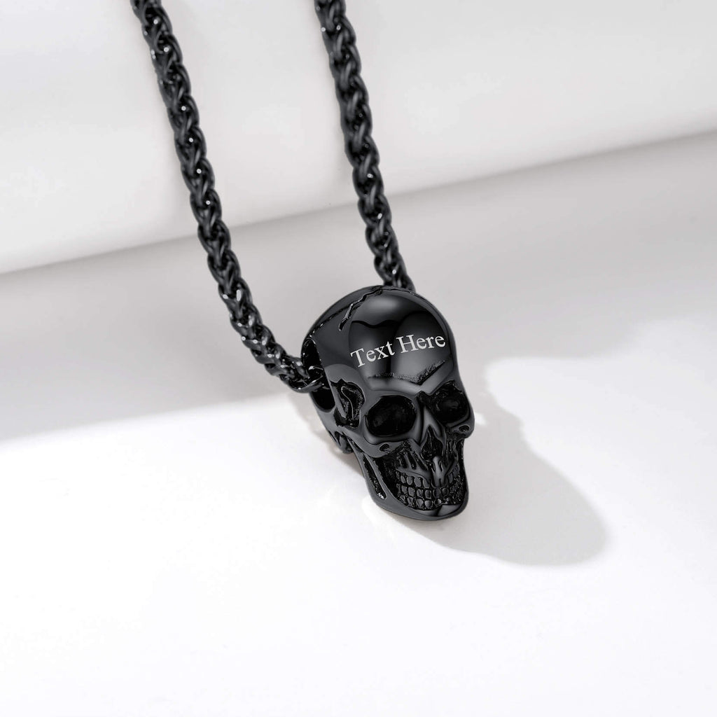 U7 Jewelry Skull Urn Necklace for Human Pet Ashes with Filling Kit Stainless Steel Cremation Jewelry 