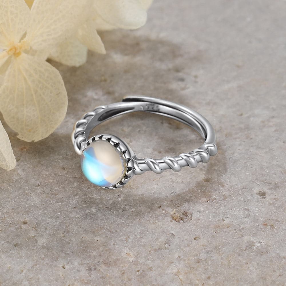 U7 Jewelry Resizable Moonstone Rings For Women 925 Sterling Silver 