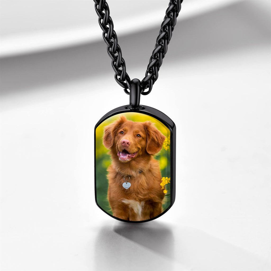 U7 Jewelry Custom Photo Engraved Dog Tags Urn Necklace For Ashes 