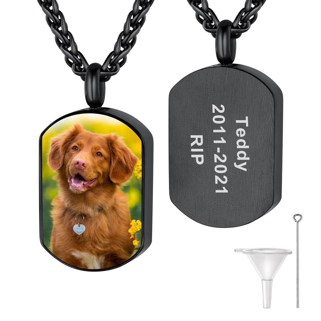 U7 Jewelry Custom Photo Engraved Dog Tags Urn Necklace For Ashes 