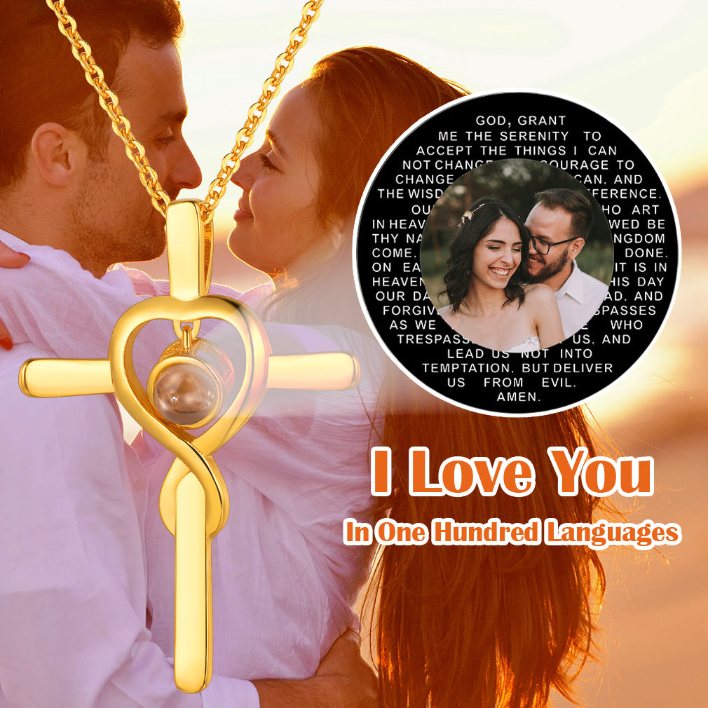 U7 Jewelry Silver Custom Photo Projection Necklace I Love You Heart Shape Pendant 