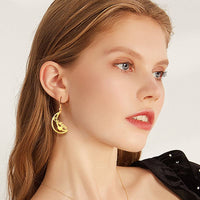 U7 Jewelry Custom Name Earrings Moon Hoop Drop Earrings For Women 