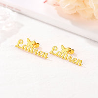 U7 Jewelry Custom Name Stud Earrings with Butterfly 