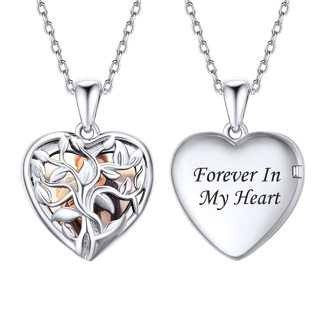 U7 Jewelry Sterling Silver Tree Of Life Heart Locket Necklace With Photo 